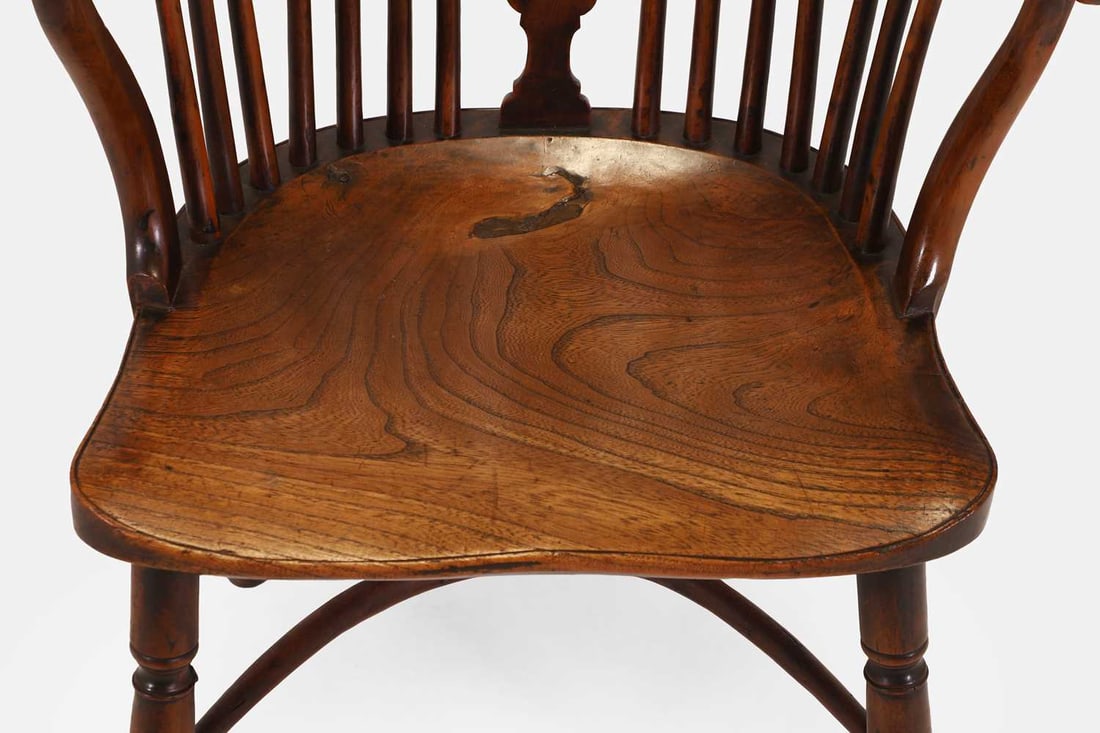 A yew and elm Windsor armchair, early 19th century, North-East Midlands, - 5