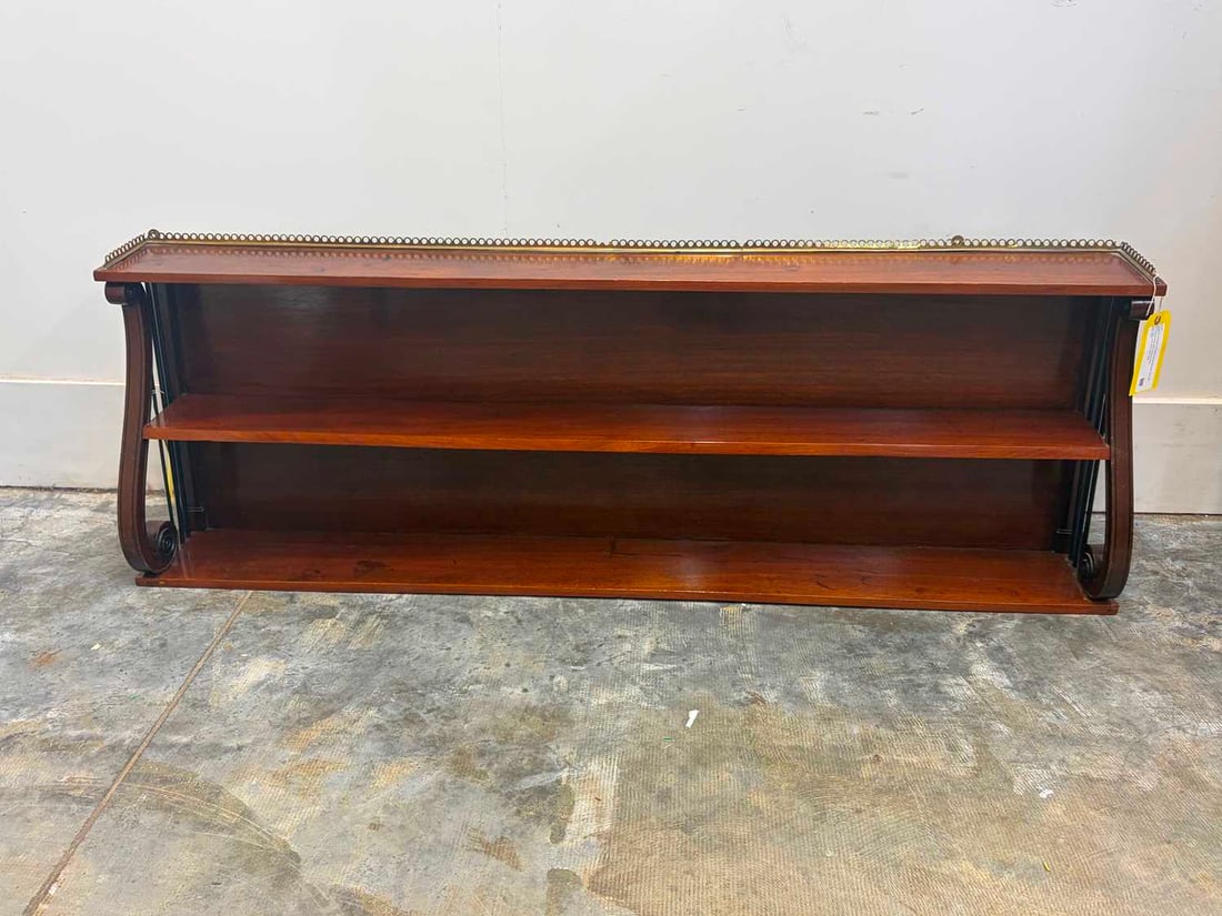 A Regency mahogany and ebony strung wall shelf, early 19th century, - 5