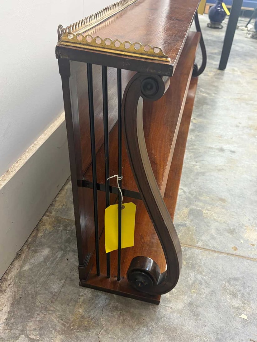 A Regency mahogany and ebony strung wall shelf, early 19th century, - 7