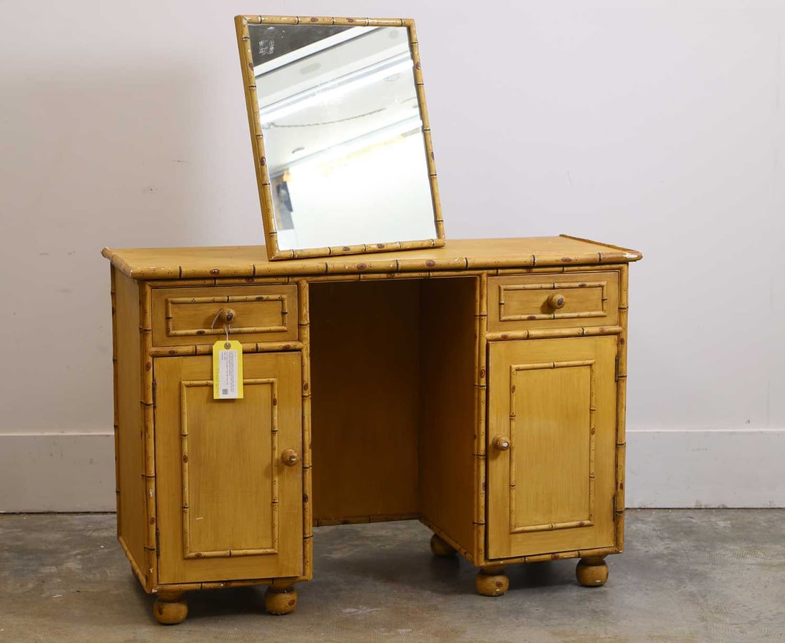 A painted and simulated bamboo dressing table, 20th century, (1 of 1)
