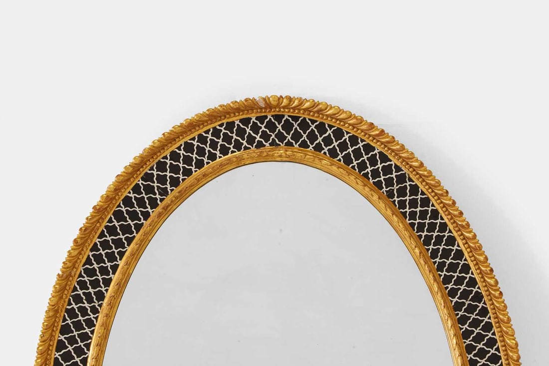 A George III carved giltwood and verre églomisé mirror, c.1780, - 3