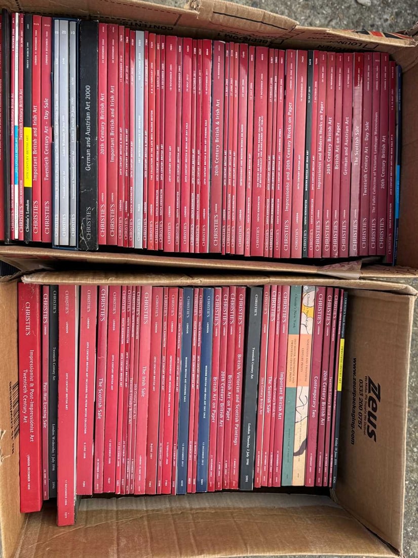 A collection of Christies catalogues, modern,: A collection of Christies catalogues, modern, mostly Modern Paintings and Art, 85 approxCondition Report: In two boxes. Fair overall condition.