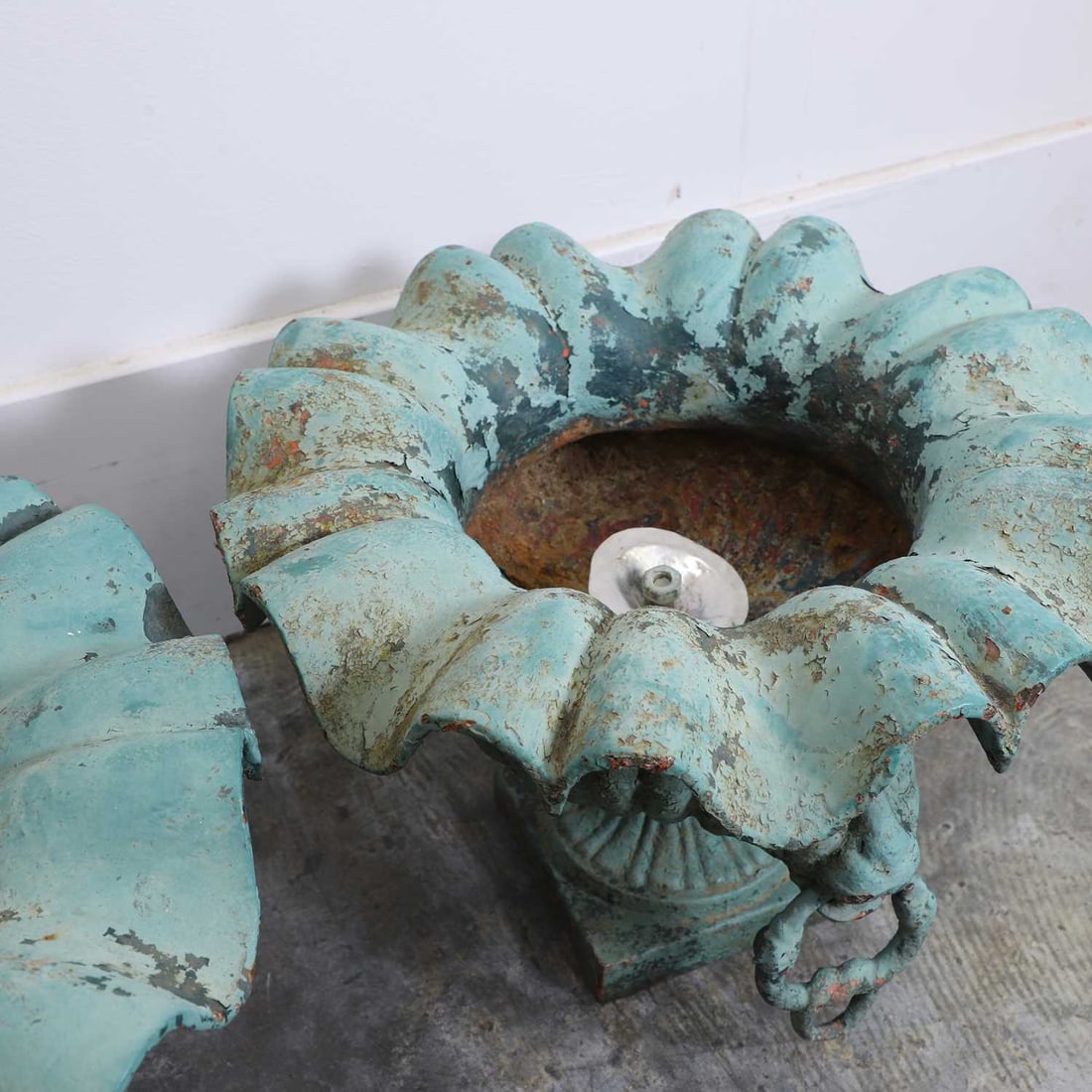 A pair of French painted cast iron garden urns, - 4