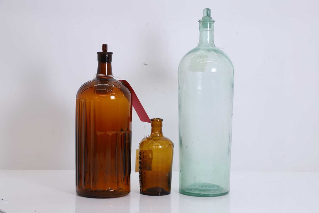 Two large glass bottles with stoppers, 20th century, (1 of 1)