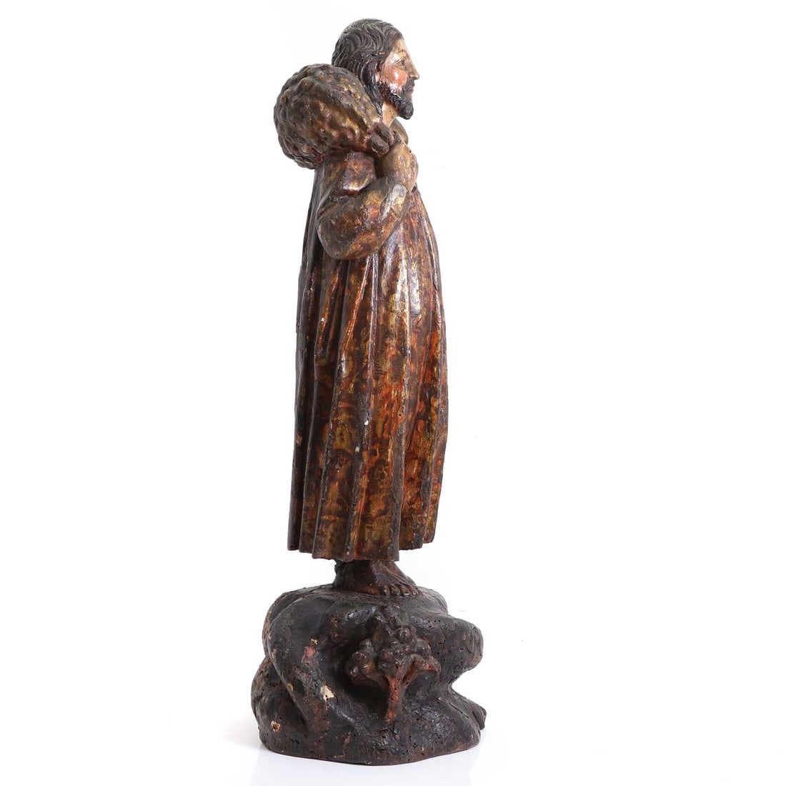 A Spanish ecclesiastic wooden polychrome figure, circa 17th century, - 3
