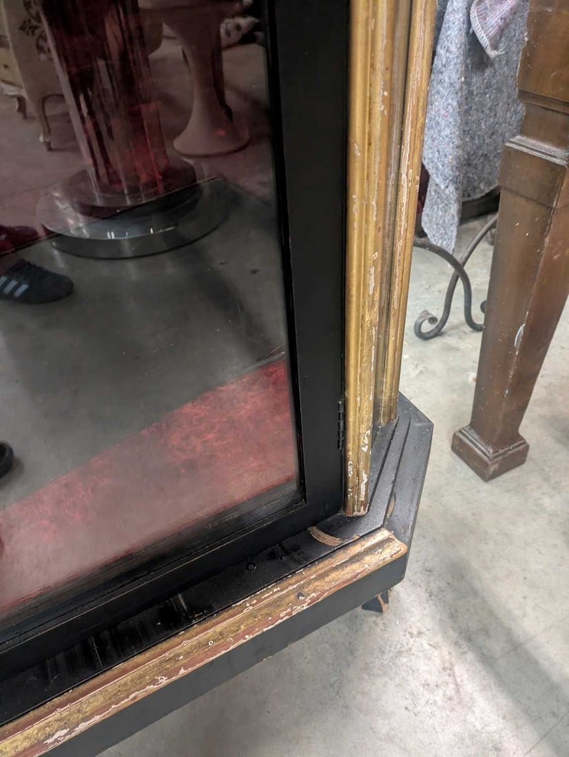 A Napoleon III-style parcel-gilt ebonised vitrine, 20th century, - 7