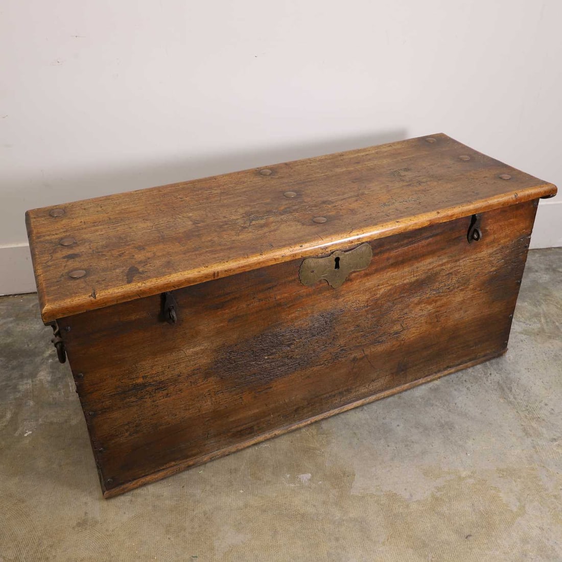 A large hardwood chest, 18th century and later, probably Dutch colonial,