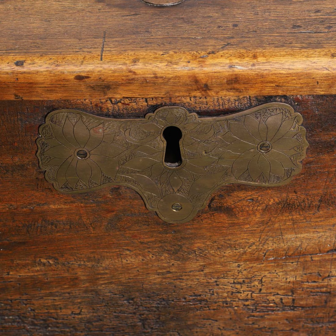 A large hardwood chest, 18th century and later, probably Dutch colonial, - 3