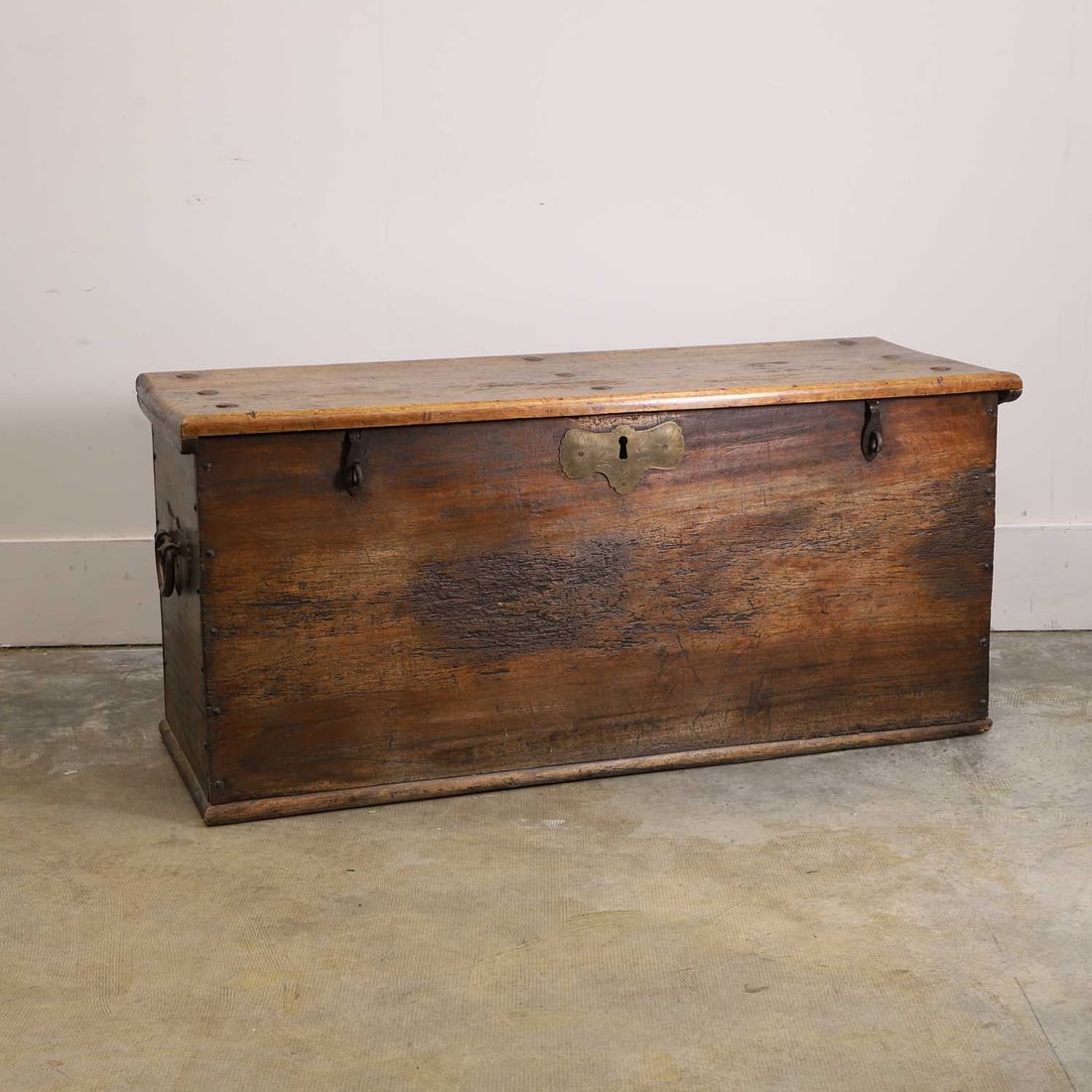 A large hardwood chest, 18th century and later, probably Dutch colonial, - 4