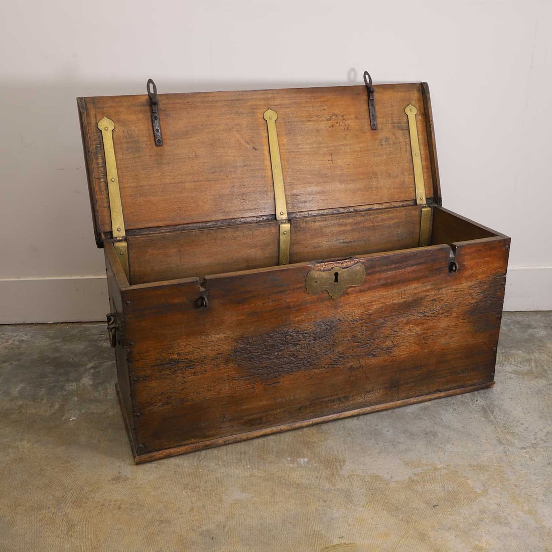 A large hardwood chest, 18th century and later, probably Dutch colonial, - 5