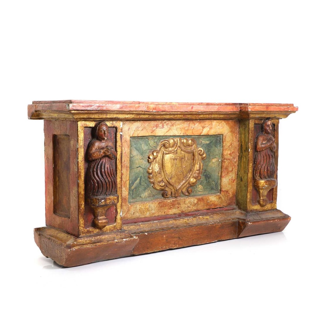 A Spanish gilt and pink faux marble altar piece, circa 17th century, - 2