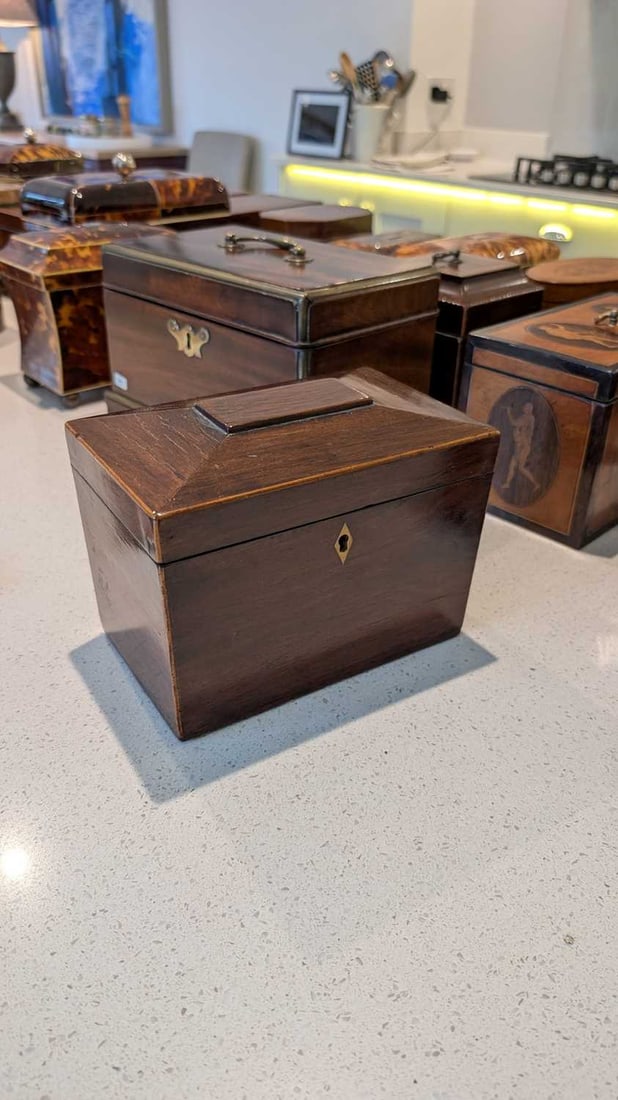 A mahogany tea caddy, - 2