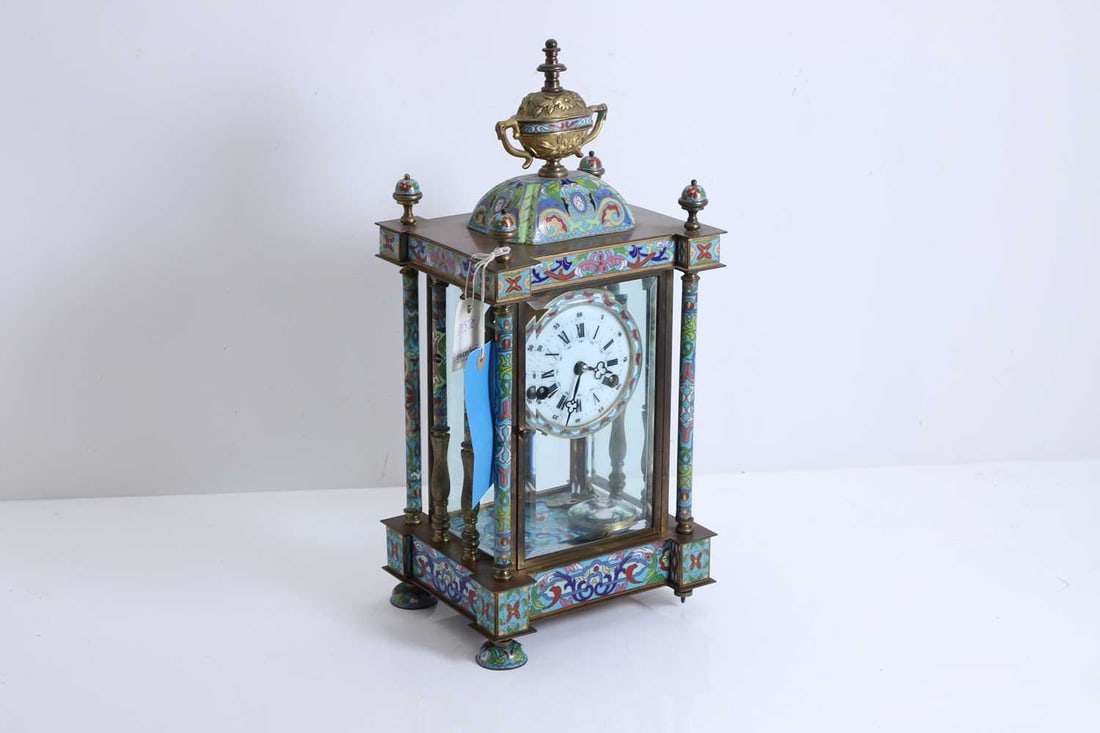 A cloisonne mantel clock, 20th century, (1 of 1)