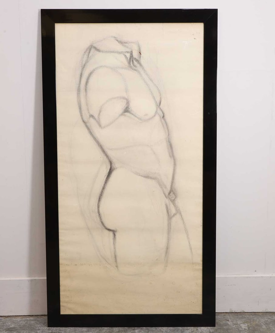 Circle of Albert Philippot (Belgian, 1899-1974): Circle of Albert Philippot (Belgian, 1899-1974) A male nude, charcoal sketch by repute to have come from the studio of Albert Phillppot, Belgian, 1899-1974 overall 163x88cm Provenance: The Select