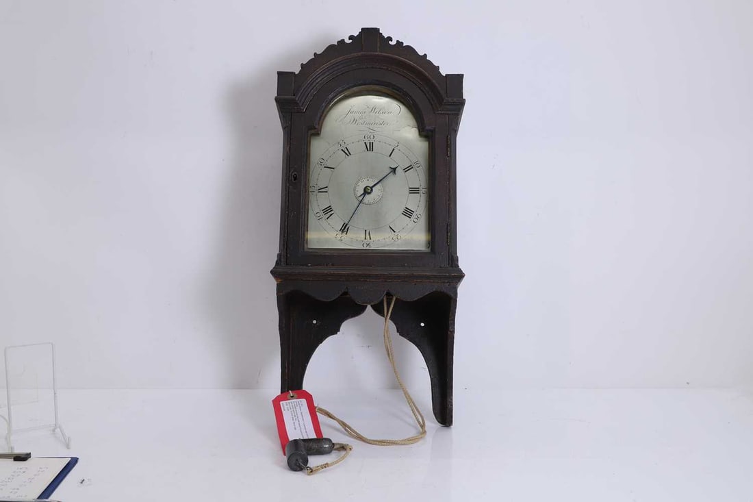 James Wilson, Westminster, a painted wall clock, late 18th century, (1 of 2)