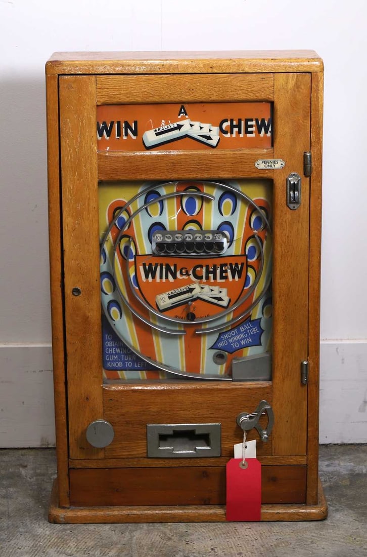 An Oliver Whales 'Win A Chew' arcade penny machine, c.1950s, (1 of 1)