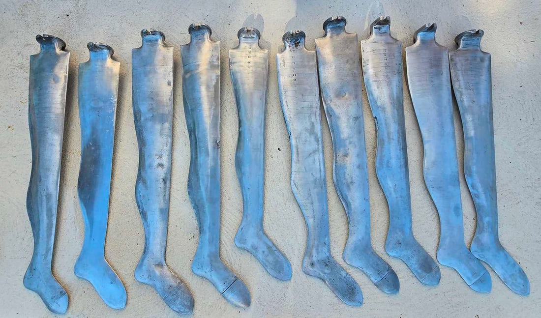 Ten metal stocking moulds, c.1900s, - 3