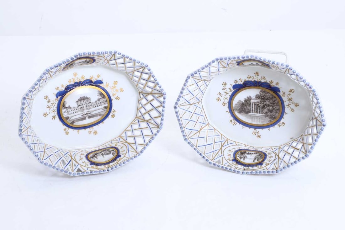 A pair of Nymphenburg Schloss porcelain reticulated baskets, (1 of 1)