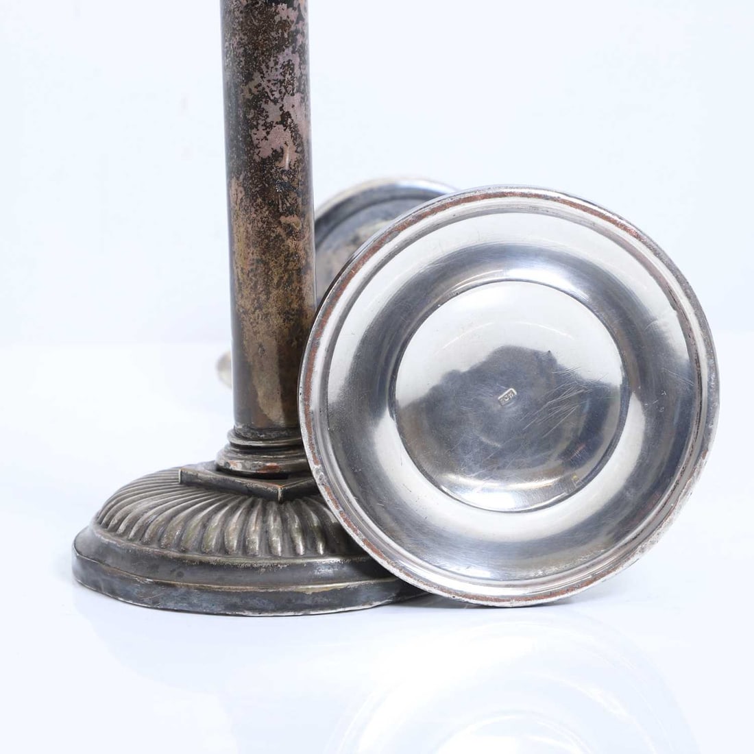 A pair of silver plated grand tour style oil lamps, 19th century, - 2