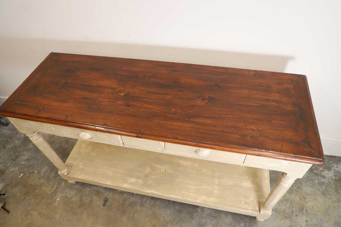 A painted French farmhouse narrow table, early 20th century, - 2