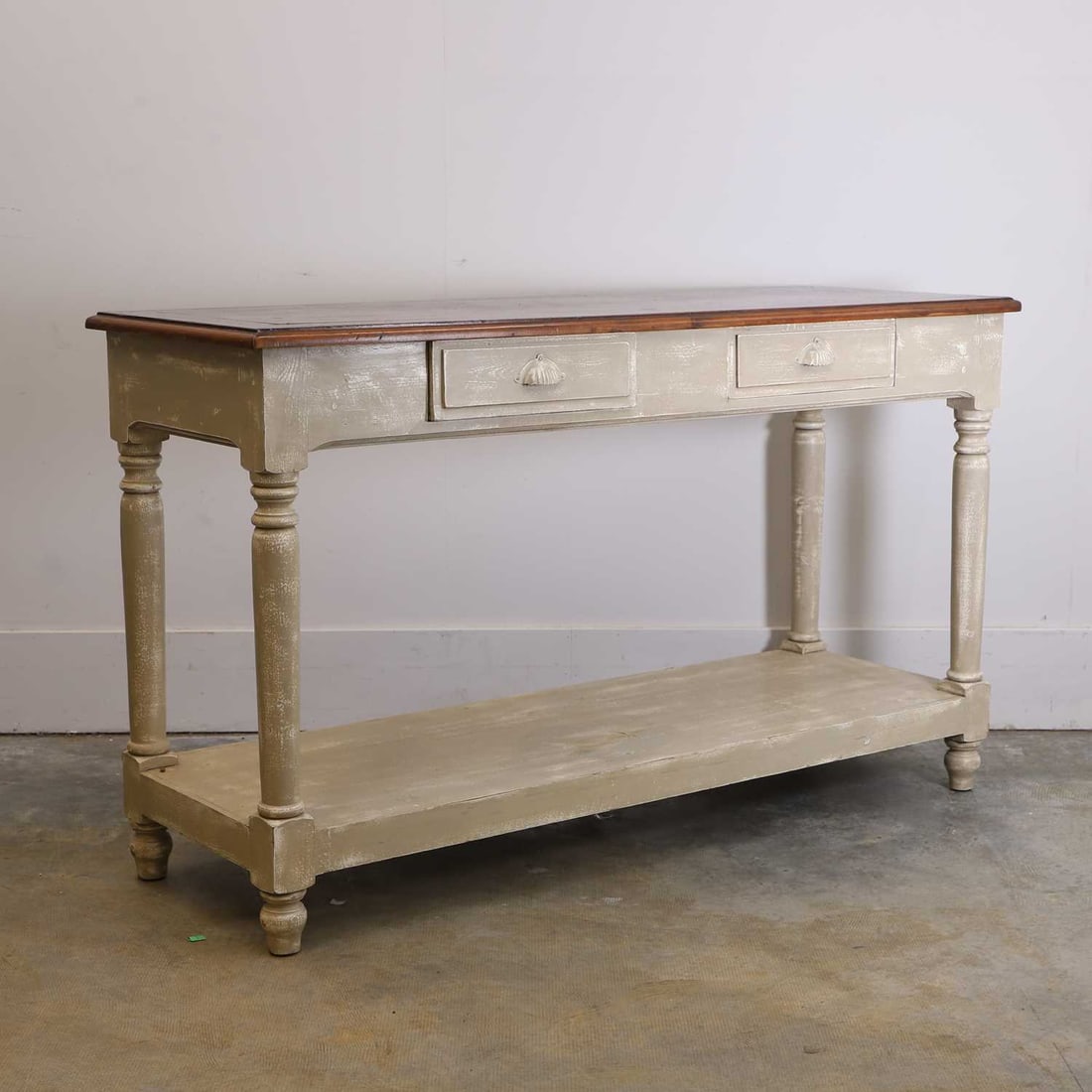 A painted French farmhouse narrow table, early 20th century, - 3