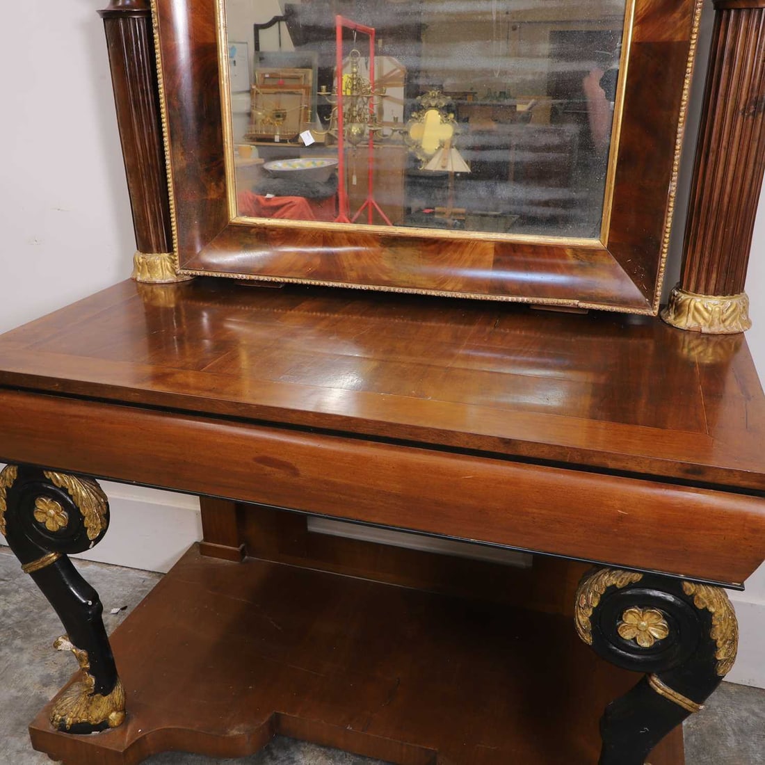 A mahogany and parcel gilt console table and mirror, late 19th century, - 3