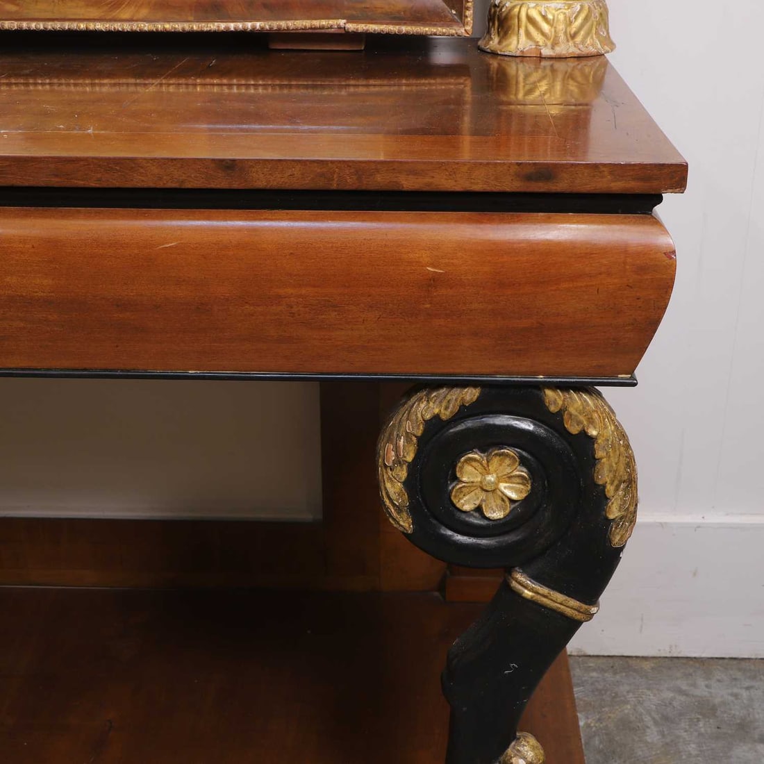 A mahogany and parcel gilt console table and mirror, late 19th century, - 5