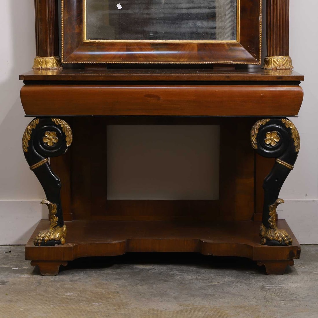 A mahogany and parcel gilt console table and mirror, late 19th century, - 6