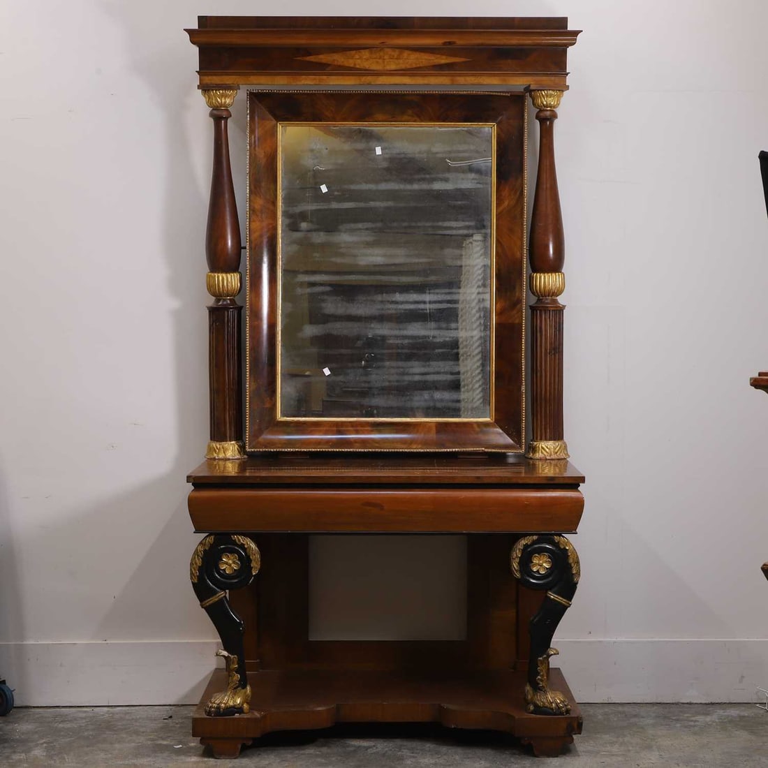 A mahogany and parcel gilt console table and mirror, late 19th century, - 7
