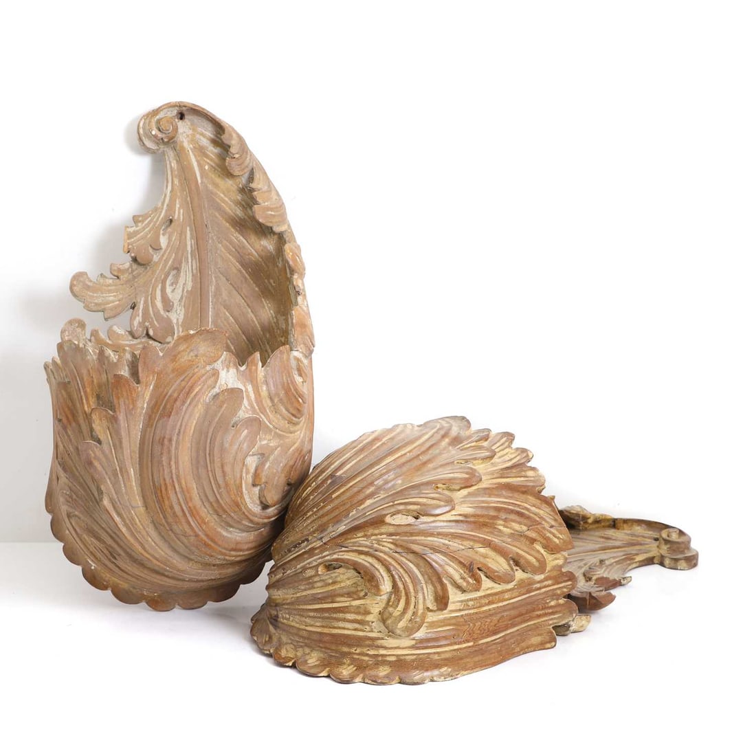 A pair of large carved wooden uplighters, circa early 20th century, - 2