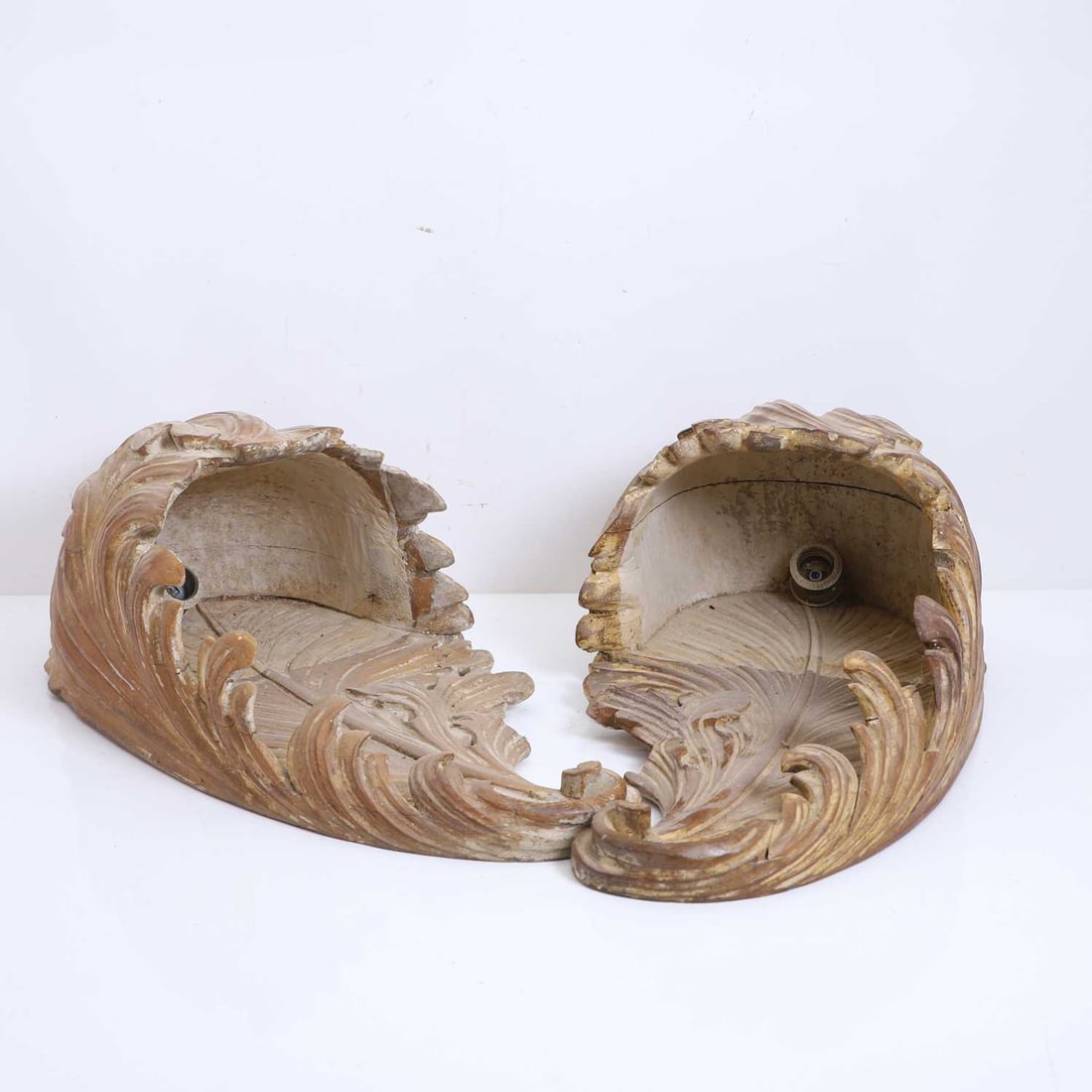 A pair of large carved wooden uplighters, circa early 20th century, - 3