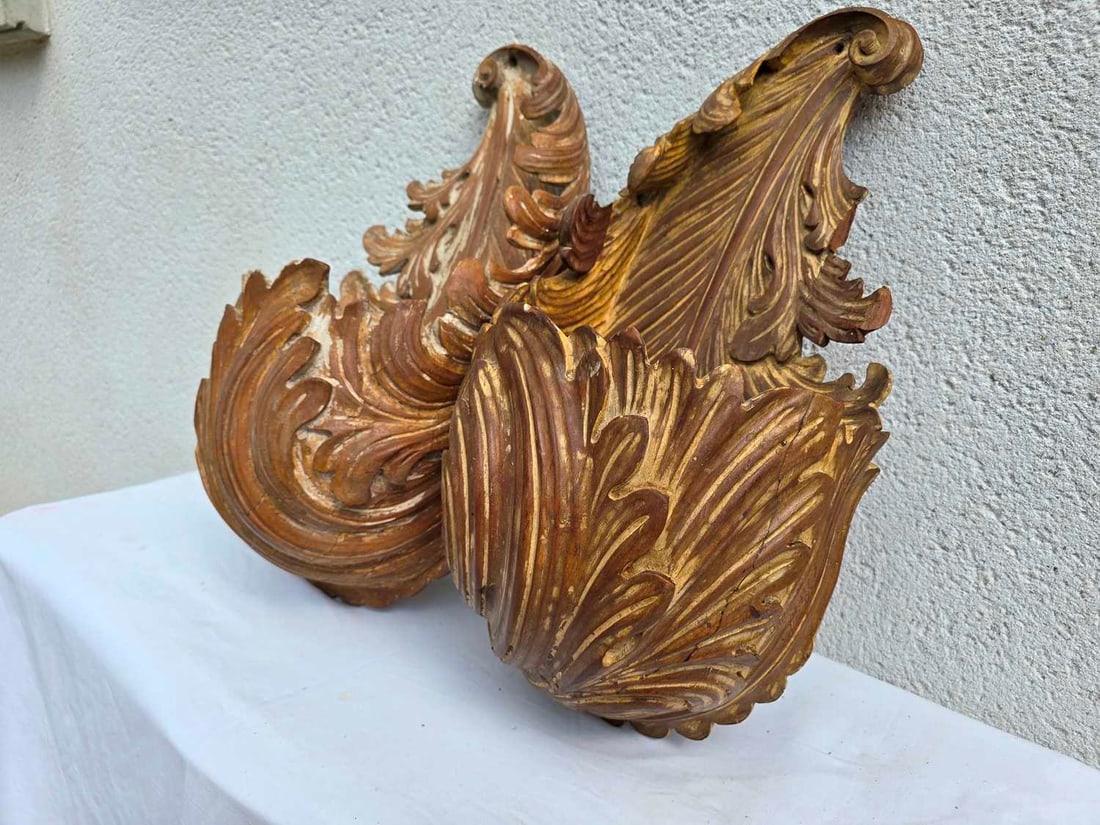 A pair of large carved wooden uplighters, circa early 20th century, - 6