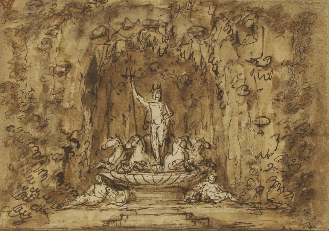 Circle of Guiseppe Bossi (Italian, 1777-1815) Neptune's grotto (1 of 3)