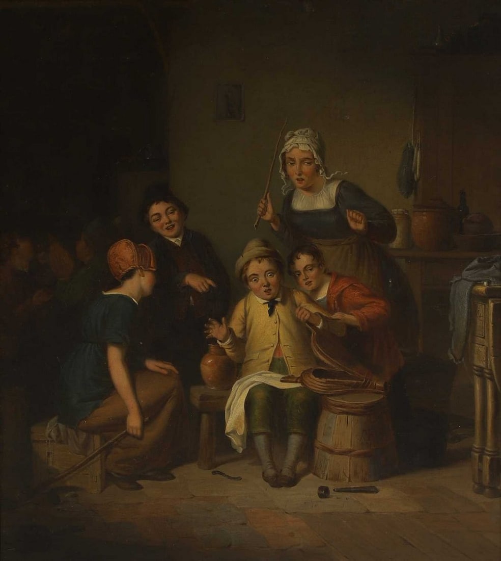 Robert Farrier (British, 1796-1879): 'Philosopher in Search of the Wind' signed with initials and dated '71' l.r., oil on canvas 46 x 41cm; framed 57 x 52cm