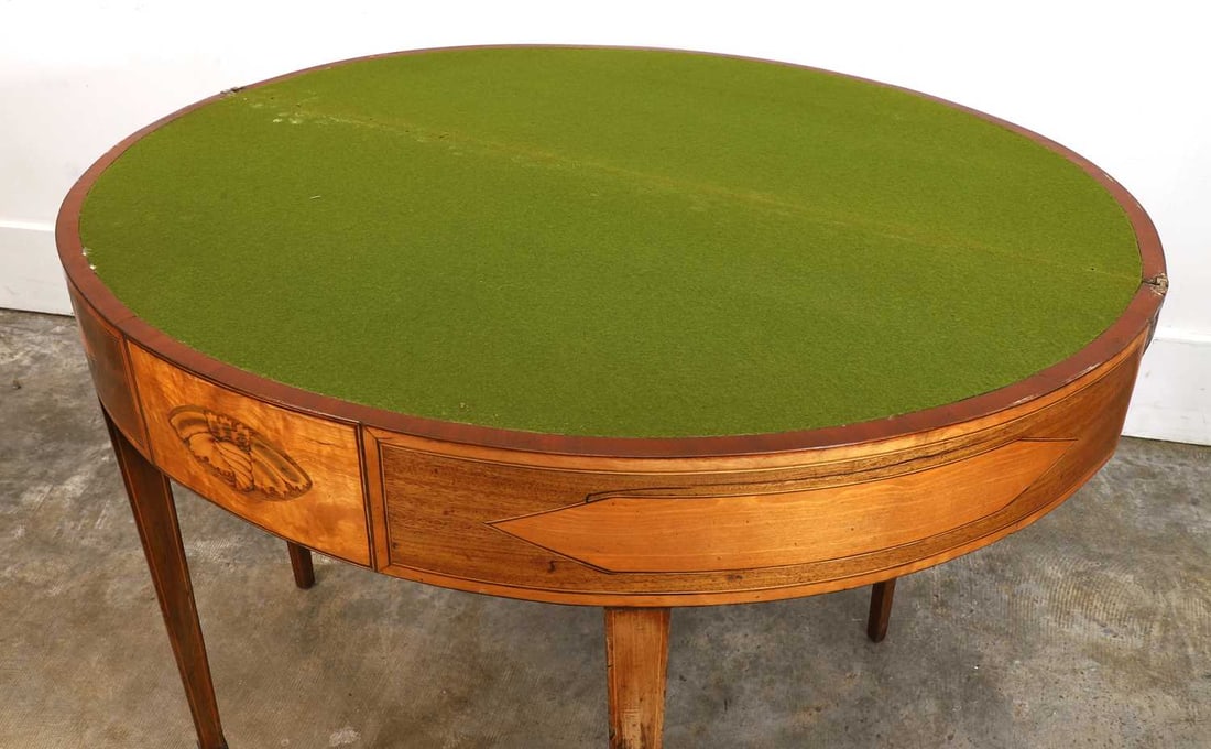 A George III mahogany and satinwood side table, 19th century, - 3