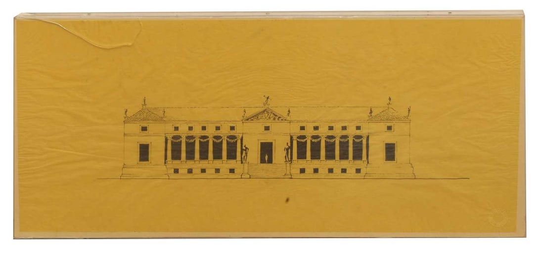 A large group of architectural drawings,: A large group of architectural drawings, to include seven larger examples, labelled with the room layout and floor plans for 'Piano Nobile', and facade of the front of the library and drawing room,