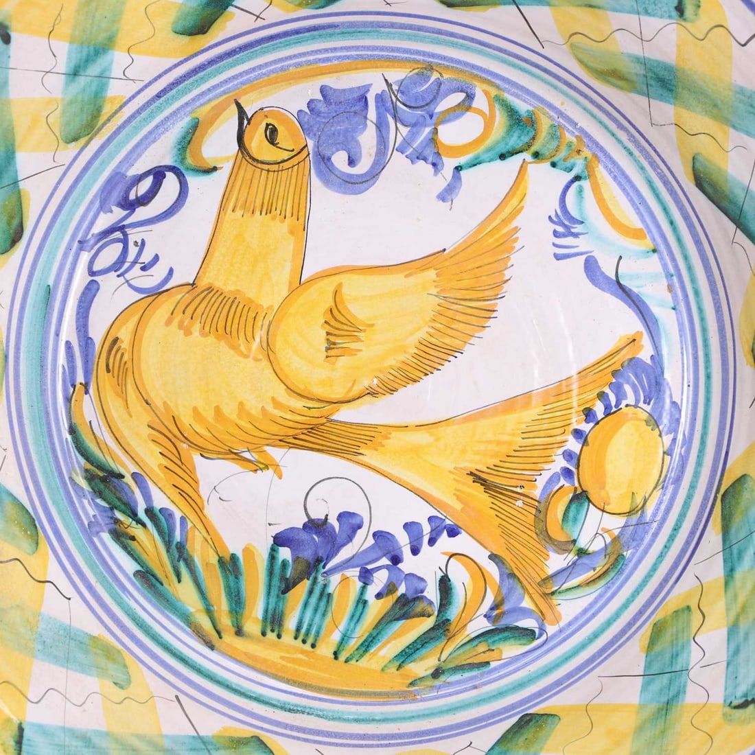 A large tin-glazed earthenware 'lebrillo' basin, 19th century, Spanish, - 2