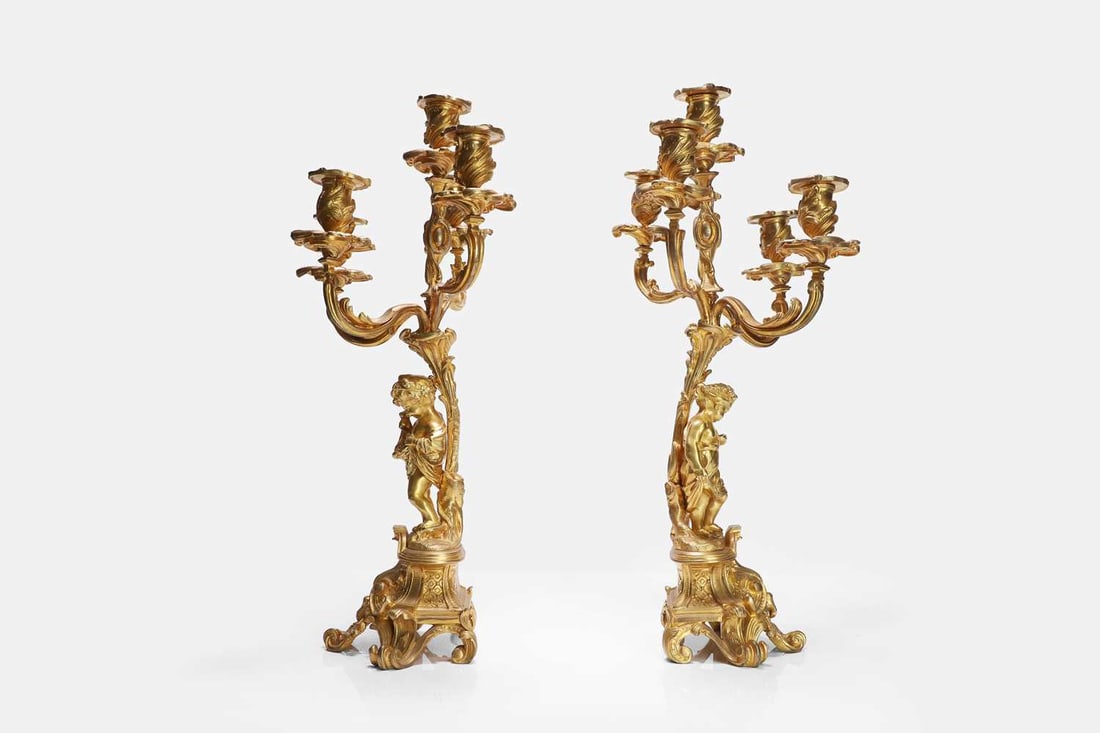 A pair of Louis XV-style ormolu candelabra, 19th century, French, - 2