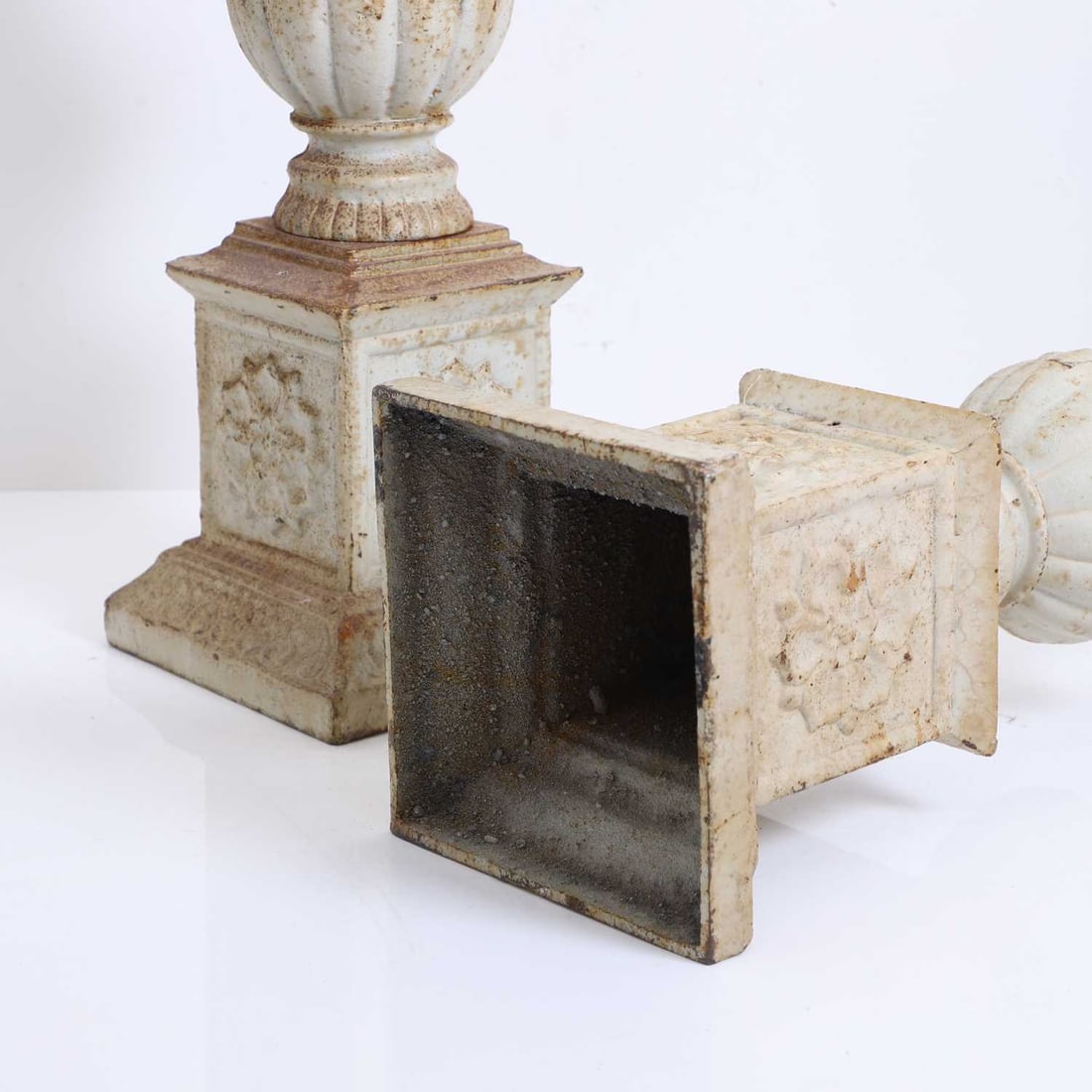 A pair of large French cast iron candle stands, circa 19th century, - 3