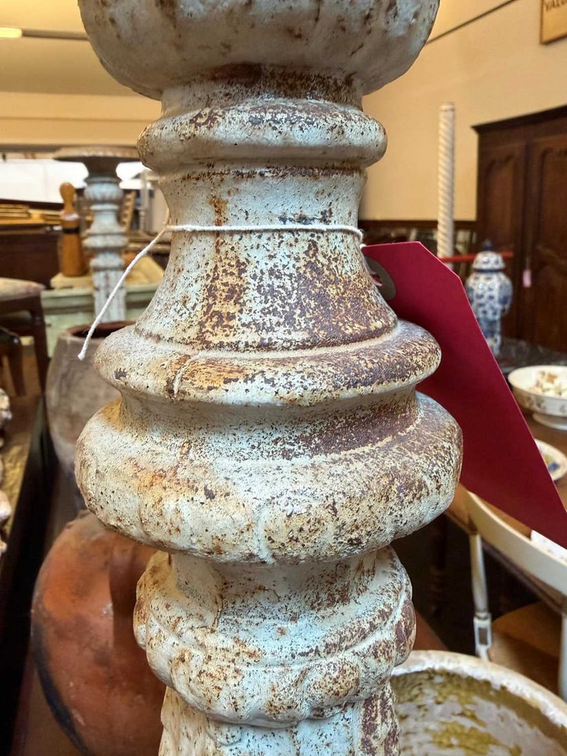 A pair of large French cast iron candle stands, circa 19th century, - 7