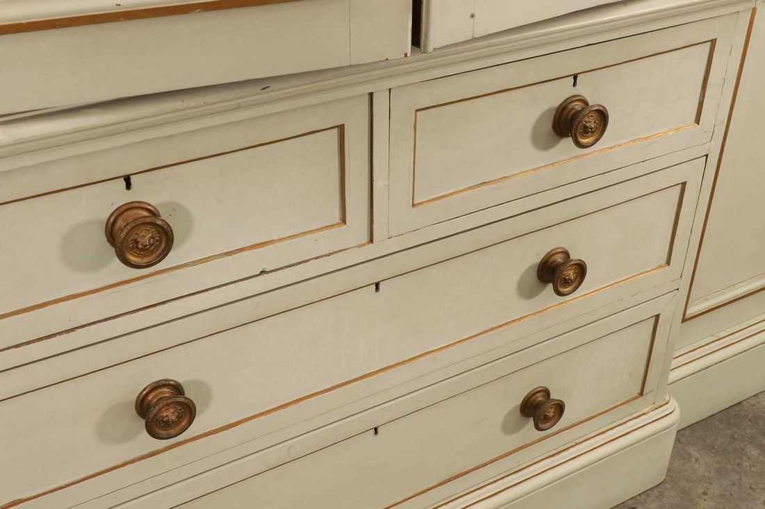 A painted mahogany breakfront linen press, late 19th century, - 3
