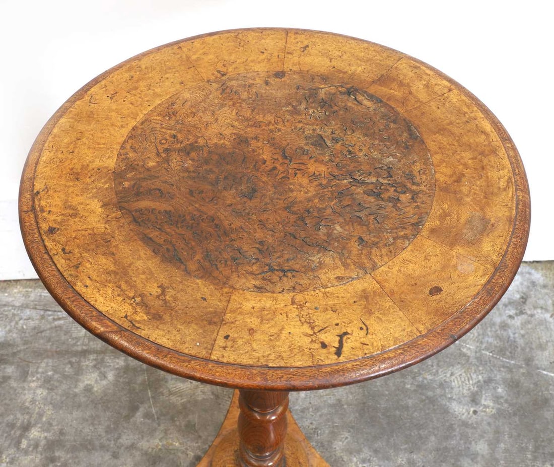 A pollard-oak centred wine table, - 2