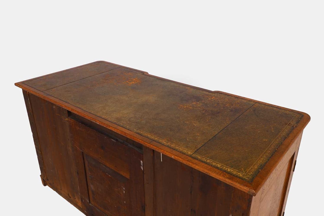 A Hungarian ash kneehole desk, second half of the 19th century, - 4