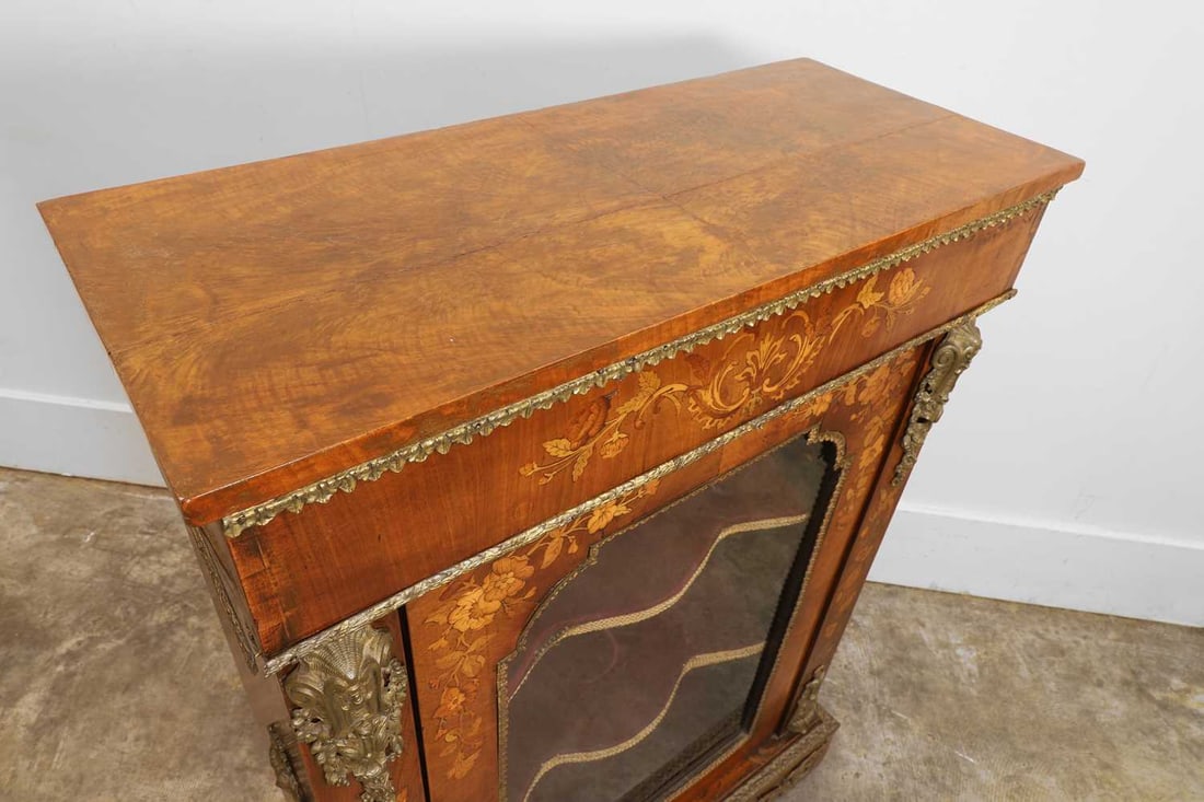 A walnut and marquetry inlaid pier cabinet, circa 1860, - 3