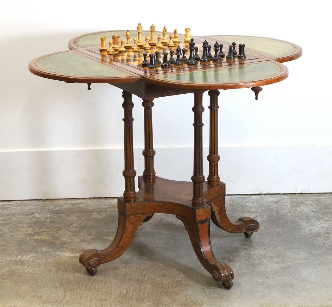 A Victorian games table, 20th century, (1 of 3)