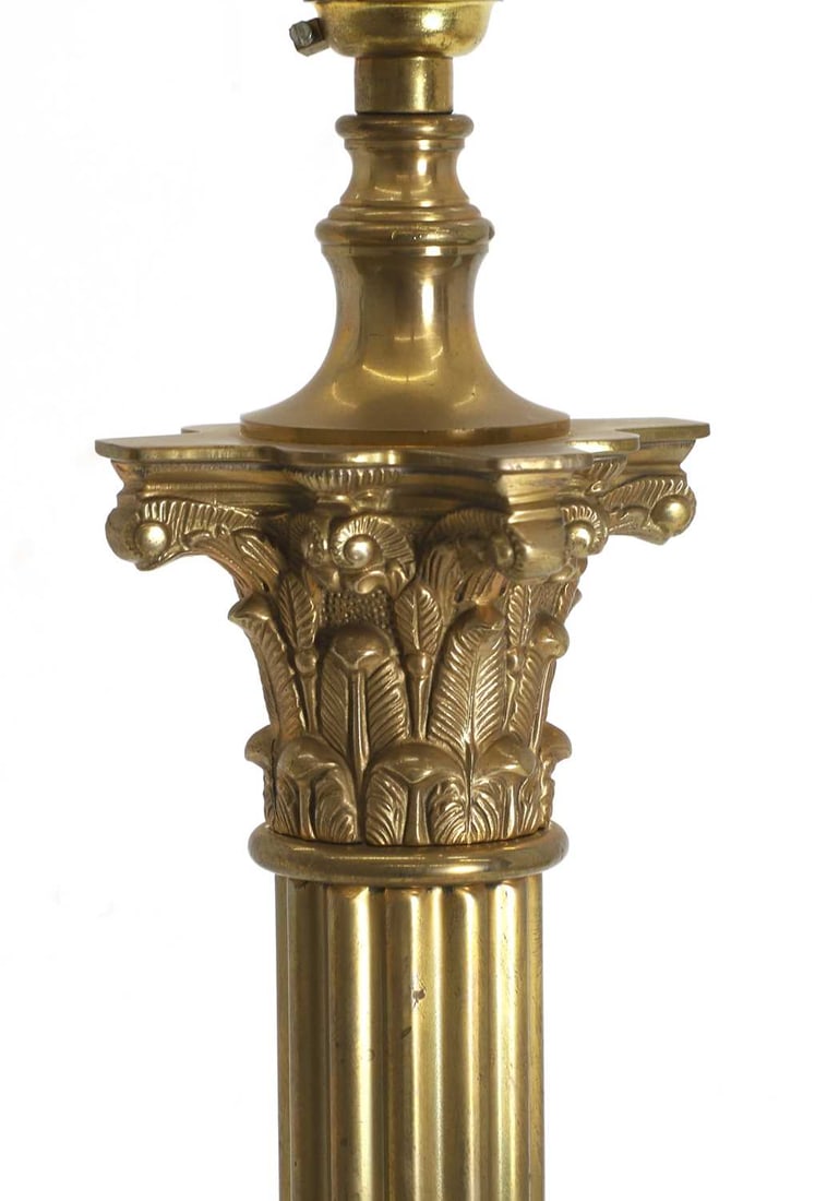 A pair of brass Corinthian columns table lamps, 20th century, - 2