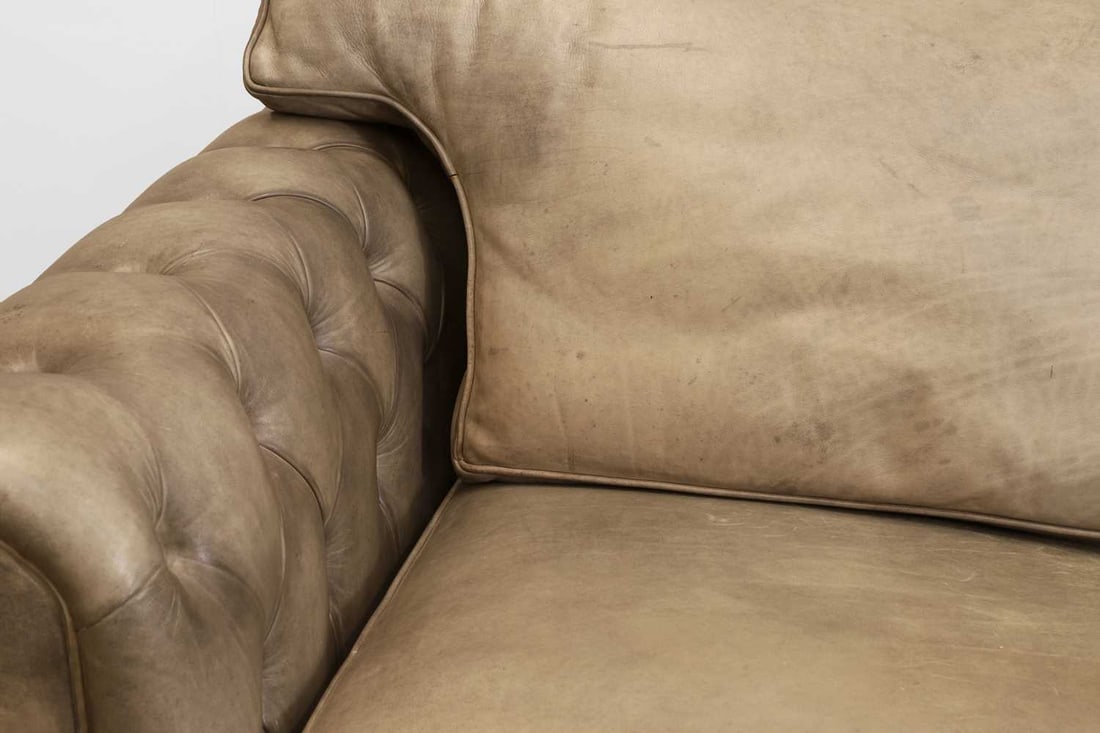 A large grey leather upholstered chesterfield sofa, of recent manufacture, - 2