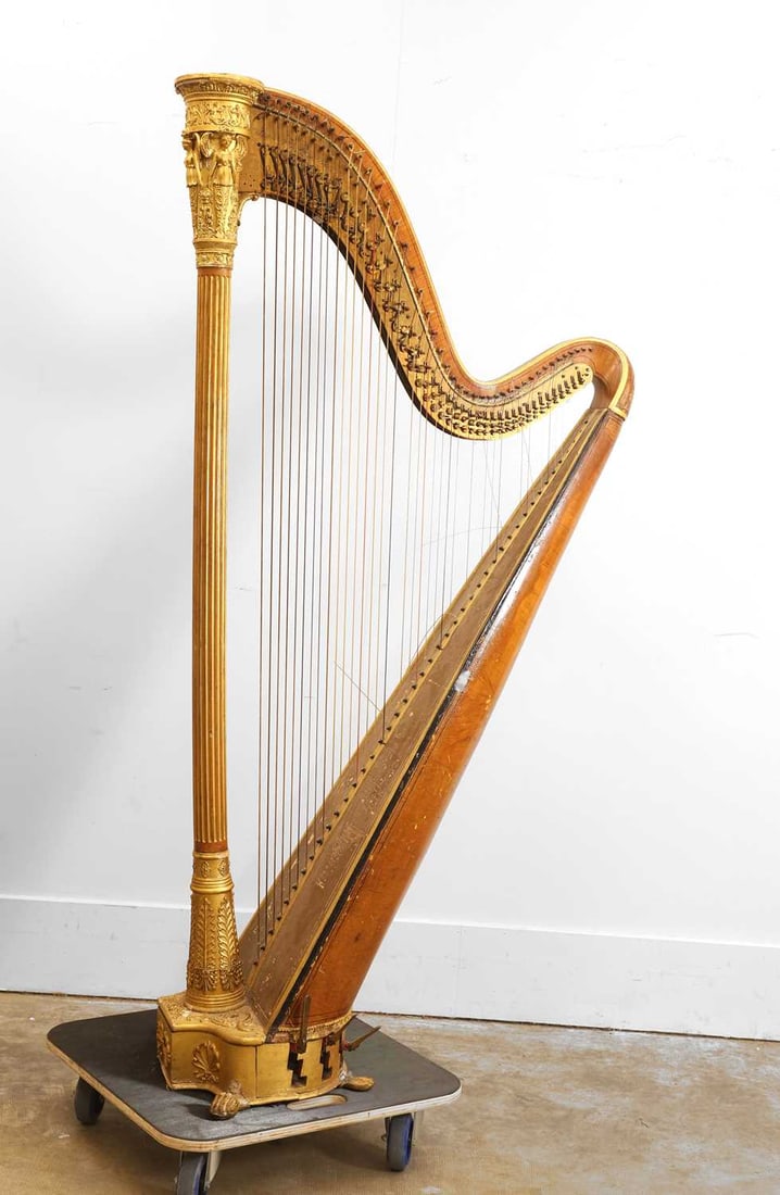 A regency Sebastian Erard 43-string 'double-action' harp, Circa 1810s, - 2