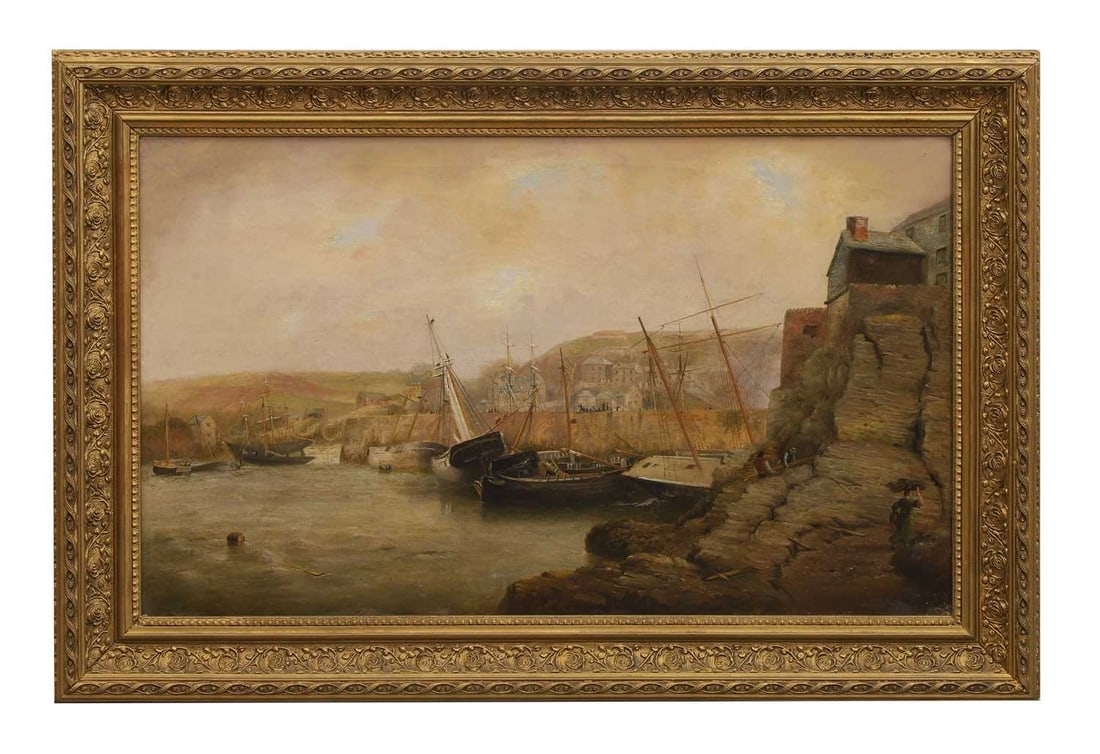 William Cartwright (19th century) 'After the Gale, Brixham': William Cartwright (19th century) 'After the Gale, Brixham' signed 'W. Cartwright', inscribed with title and dated 'Jan 1866' verso, oil on canvas 38 x 63cm; framed 75 x 51cm Condition Report: