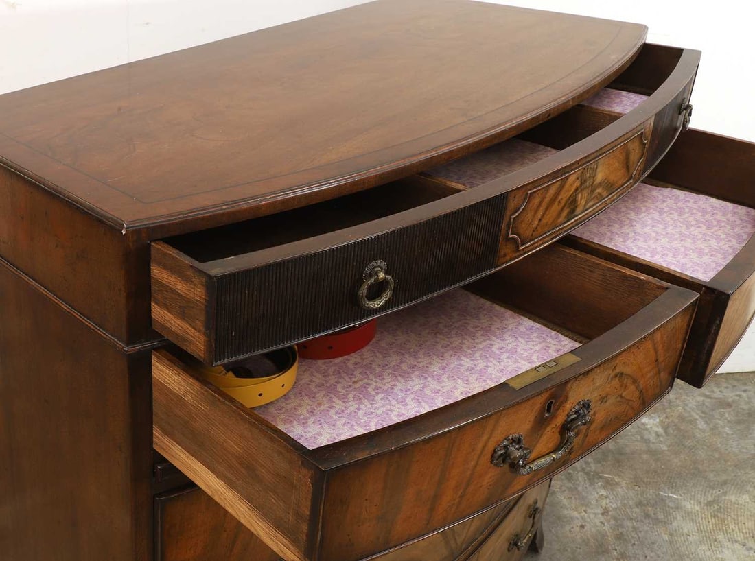 A Regency design mahogany bow front chest, - 2